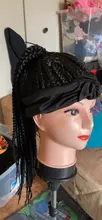 QY Hair-peluca con diadema trenzada para mujeres africanas, cabello negro, caja sintética, rizado