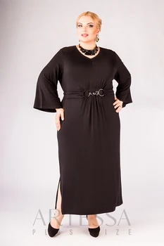 

Summer dress artessa plus size, maxi length, with belt, from viscose.