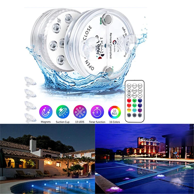 underwater boat lights 1/2pcs  Colors Submersible Lights LED Remote Control Wireless Pond Underwater Lights Outdoor Swimming Pool Diving Light marine underwater lights