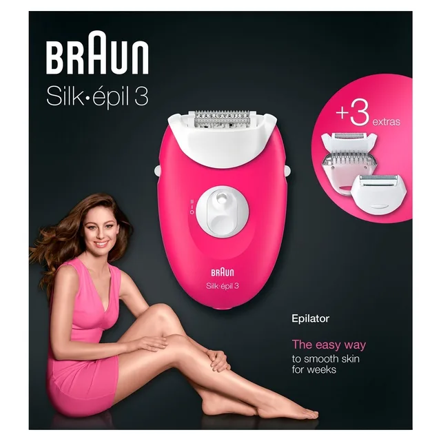 Epilator Braun Silk-epil 3 Se3410 Pink Hair Removal For Women - Epilator -  AliExpress