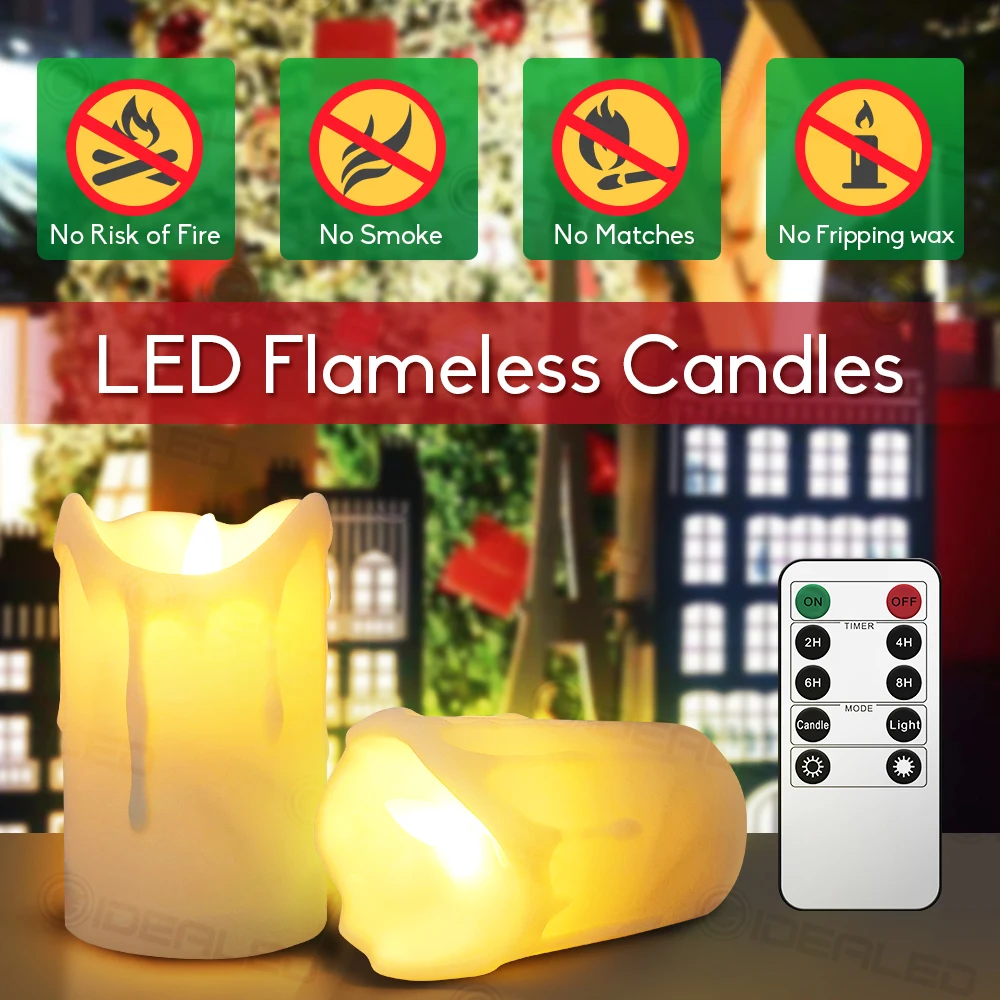 

LED lamp lameless Candles Dimmable Battery Operated Realistic Flickering Dancing Flame LED Candles with Timer and 10Key Remote