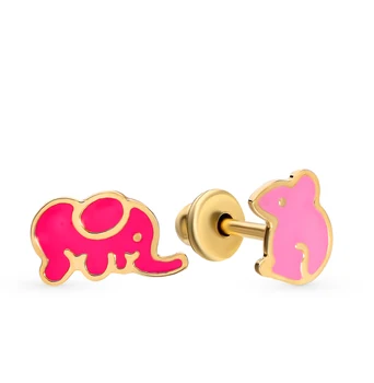 

Gold earrings with enamel sunlight sample 750