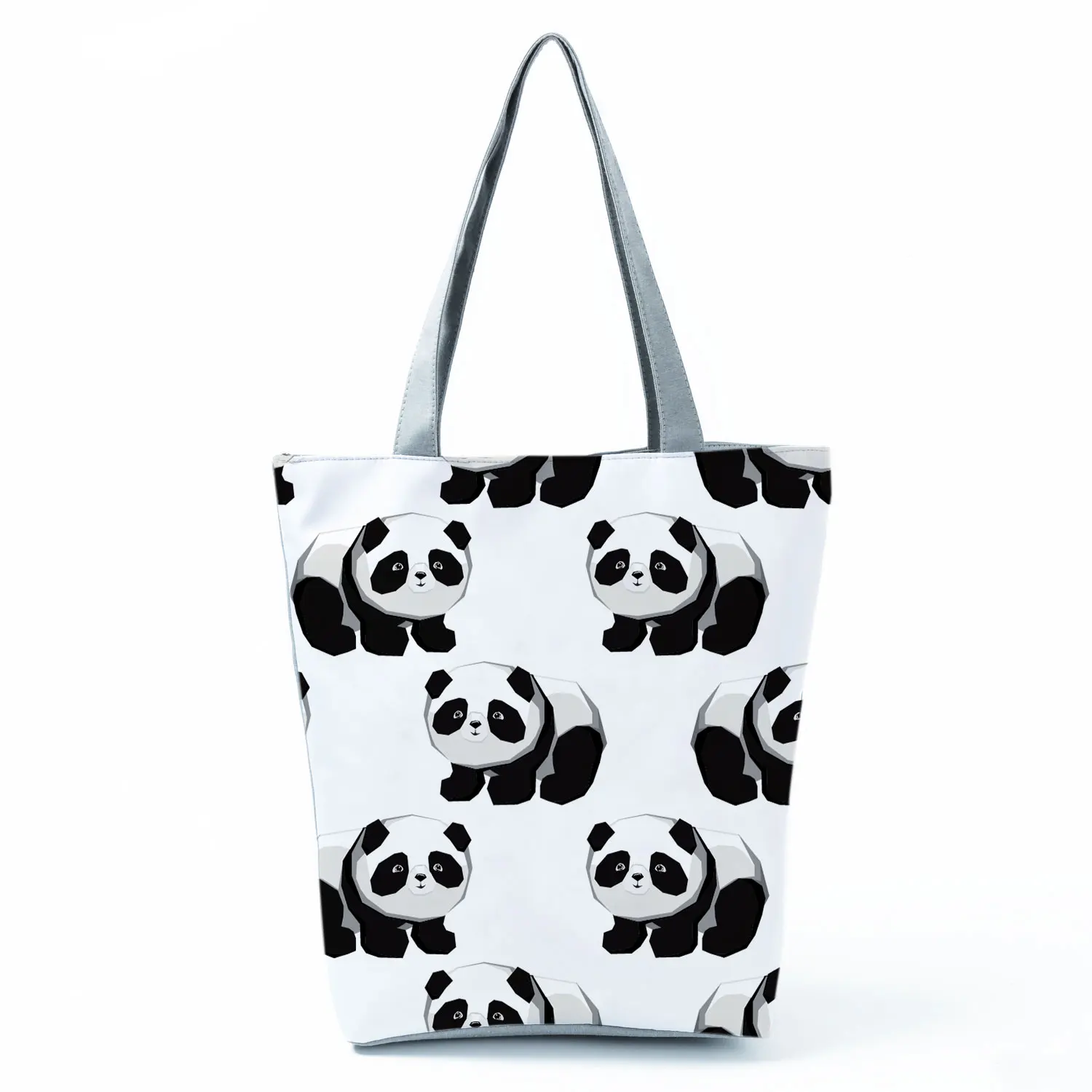 Cute Panda Print Handbags Cartoon High Capacity Women Shopping Bag Eco Reusable Casual Shoulder Bag Travel Beach Bag Lady Tote