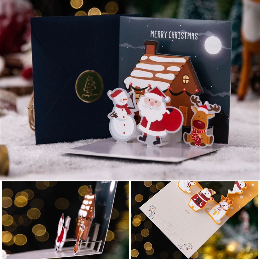 Christmas Postcard Gifts 2022 Christmas Cards 3D Pop Up Greeting Postcards Set With Paper Envelopes  Family Friend Gifts For New Year 2022 Navidad Decoration|Cards &  Invitations| - Aliexpress