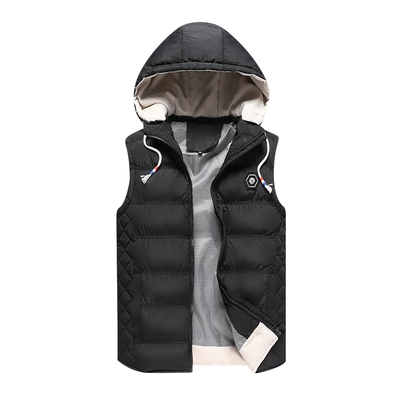 Men's Puffer Vest Active Gilet Padded Vest Men Sleeveless Jacket Removable Hooded Winter Outwear Jacket