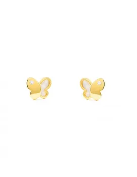 

Earrings girl butterfly with Pearl and cubic zirconia (9Kts)