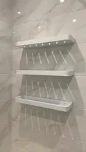 Bathroom Shelves Shampoo-Shelf White Aluminum Rack Painted-Space Single-Tier