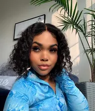 Bob peluca rizada del pelo humano del frente del cordón pelucas con minimechones brasileño Remy pelo humano Pelo Corto Pre arrancado pelucas para mujeres negras de la onda profunda de la peluca