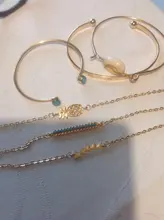 Tocona-pulsera Bohemia con borla de oro para mujer, concha de verano, piedra de cristal transparente, piña, corazón geométrico, joyería