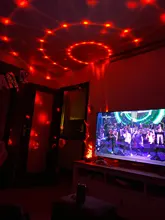 Bola de discoteca giratoria para fiesta, luz de fiesta giratoria activada por sonido, iluminación RGB 3LED de 3W para Navidad, boda, eventos, ángulo de haz, color negro con funda transparente