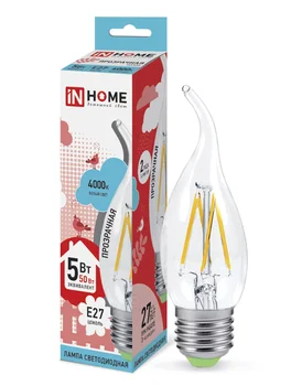 

LED lamp LED CANDLE WIND Deco 5 W V E27 4000 K 450lm transparent IN HOME