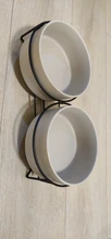 Cuenco de cerámica doble para alimentación de perros y gatos, dispensador de agua con soporte elevado, Gato, producto # P007