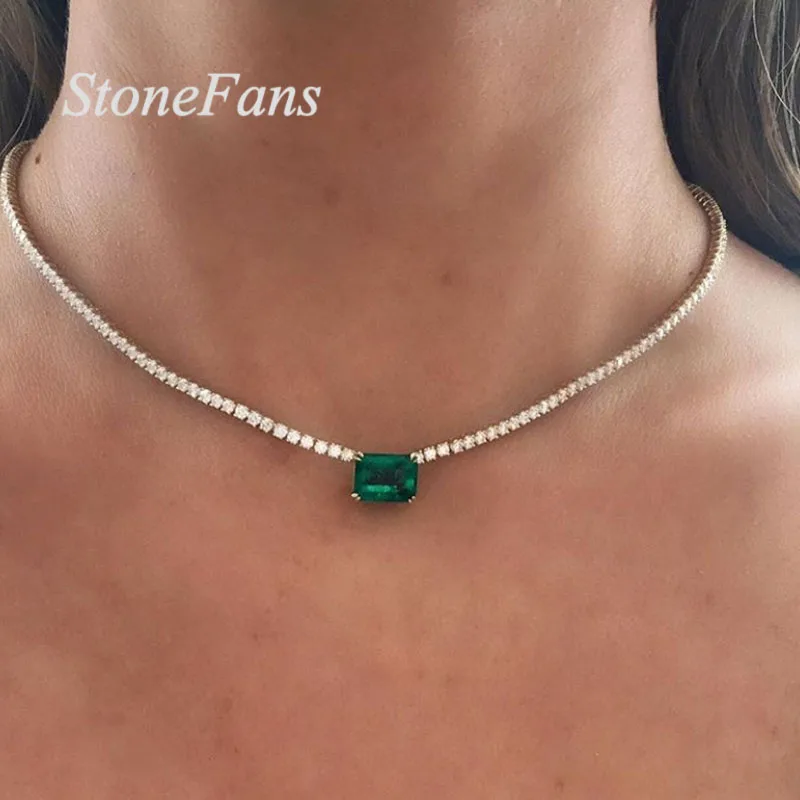 Модное зеленое хрустальное ожерелье Stonefans золотая цепочка для женщин простое