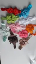 10 unids/lote nuevo diseño niños Arco de la cinta lazo diadema DIY tejer grogrén (ligamento tafetán cinta arco elástico bandas para el cabello accesorios para el cabello