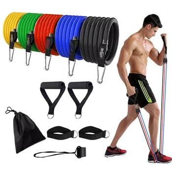 11pcs/Set Latex Resistance Bands Set Exercise Yoga Tube Pull Rope Fitness Sport Rubber Elastic Bands Muscle Strength Training 1