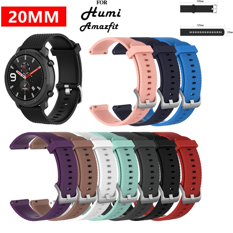 Ремешок силиконовый мягкий для Samsung GalaxyHuami Amazfit Bip Youth браслет смарт часов 20/22