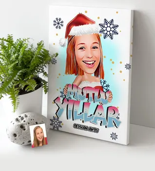 

Personalized Christmas Themed Lady Caricature Of Canvas table (30x50 cm.)-5