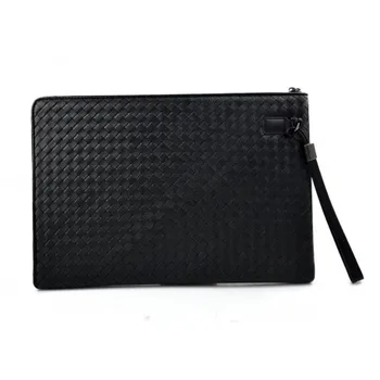 

Leather carry all folder tablet folder document file folder braided weaved leather black