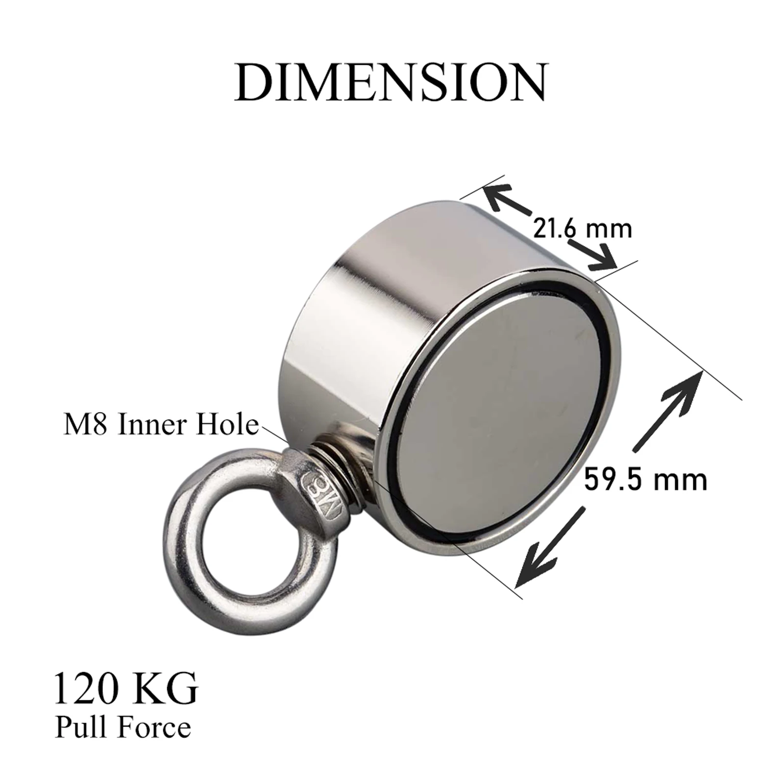 120KG 2 Two Sided Salvage Magnet Set N52 Magnets Strong Searching Magnetic Fishing Detecting Rope
