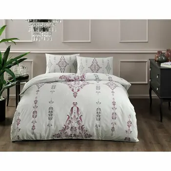 

Tac Textile Ranforce Zahara Soft Feel Hypoallergenic % 100 Cotton 3 Pieces Single Duvet Cover Set with Flat Sheet claret red