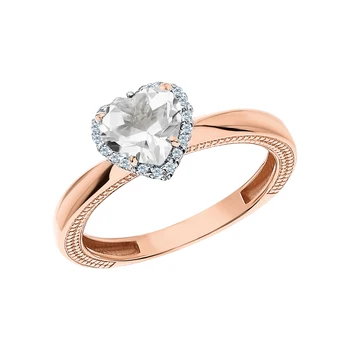 

Gold ring with Topaz and diamonds sunlight sample 585