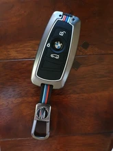 Aleación Galvanizada coche llave inteligente Fob caso de la cubierta de la piel para BMW Serie 3 4 5 320i 530i 550i F20 F21 F30 F31 F25 F01 F02 coche caso clave