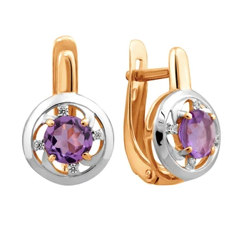 

Gold earrings with amethyst and cubic zirconia sunlight sample 585