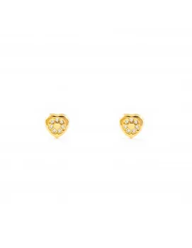 

Baby earrings or Girl Yellow Gold Heart with Zircons