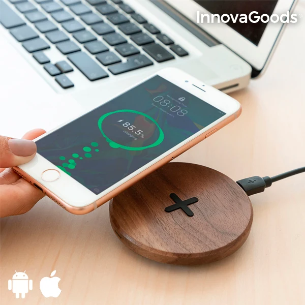 InnovaGoods беспроводное деревянное быстрое зарядное устройство орех | Компьютеры и