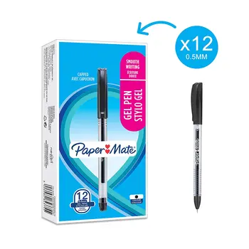 

Paper Mate gel pens, tip needle (0,5mm), black, 12 PCs pens