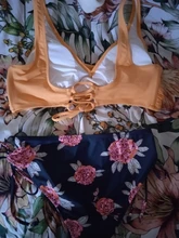Swimsuit Women Bikini-Sets Bathing-Suits Lemon CUPSHE Lace-Up Print Two-Pieces Sexy Yellow