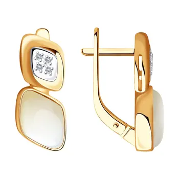 

Sokolov gold drop earrings with stones with diamonds, fashion jewelry, 585, women's male, long earrings