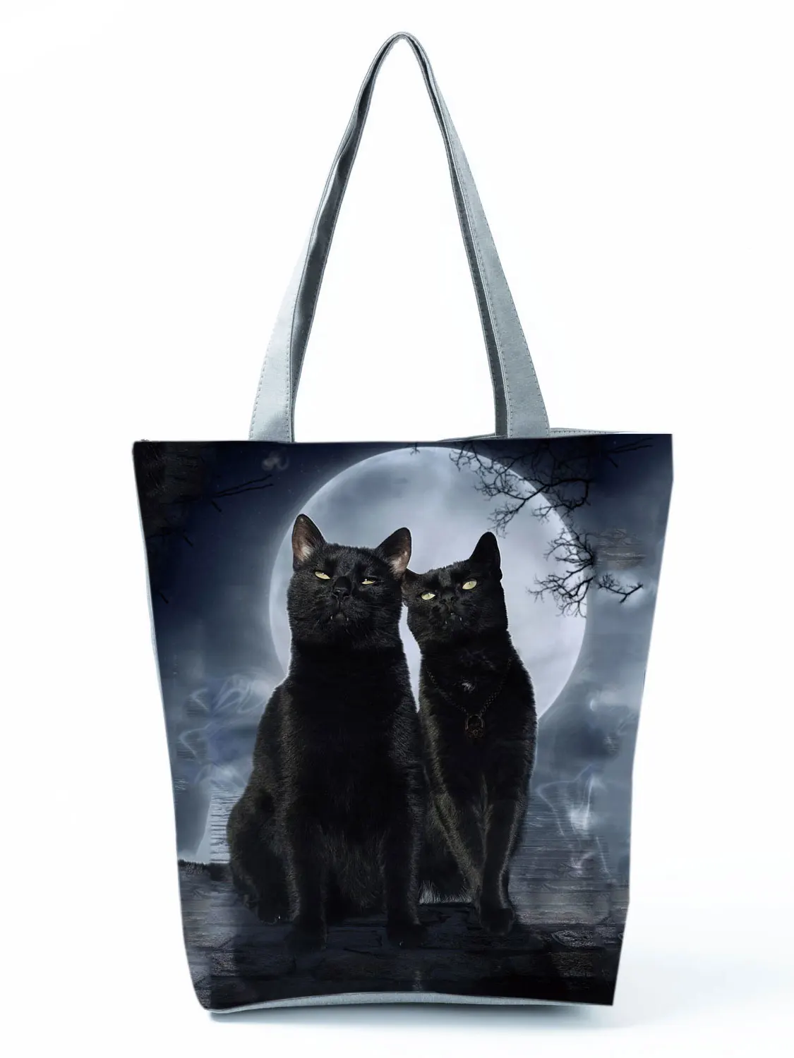 2022 Cool Fashion Handbag Female Cats Print 3D Tote Travel Women Shoulder Bag Foldable High Capacity Shopping Bag Custom Pattern 
