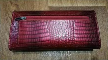 DICIHAYA-Billetera de piel genuina con doble cremallera para mujer, cartera de mano roja con patrón de cocodrilo