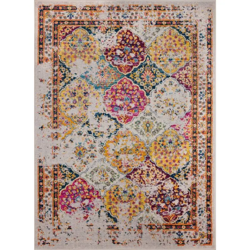 Je Veux домашний винтажный ковер Multi-Yellow-Cream-60x90