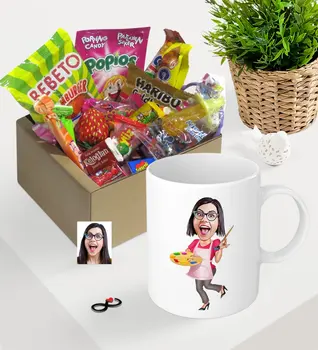 

Personalized Women 'S Painter Caricature Of Nostalgic Lezzetler Mug Set Surprise Thoughtful Ancients Custom Design Picture Reliable quality