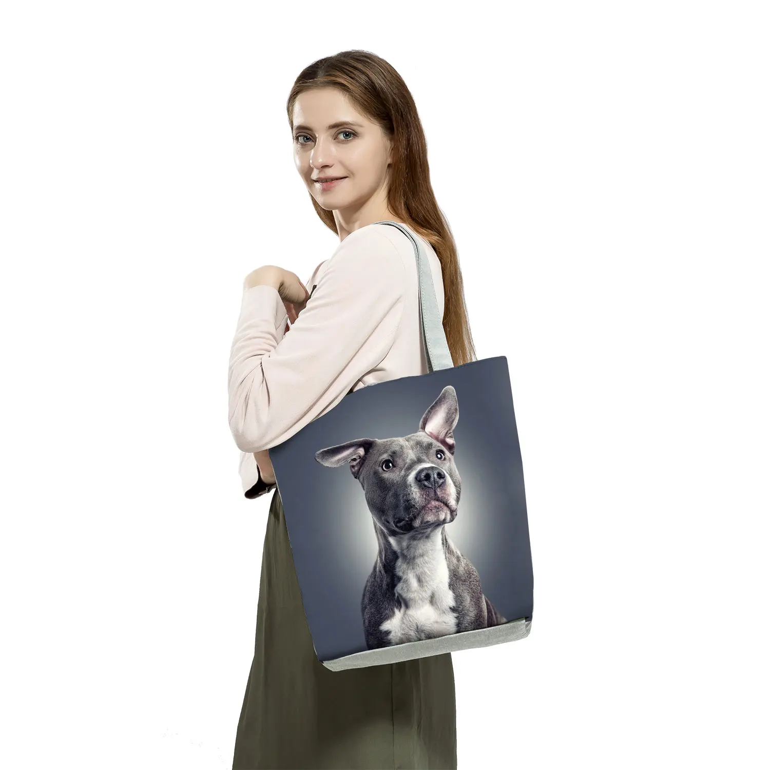 Dog Printed Women Handbags Animal Fashion Tote Shoulder Bags Large Capacity Shopping Bag Female Custom Pattern Travel Beach Bag keychain wallet