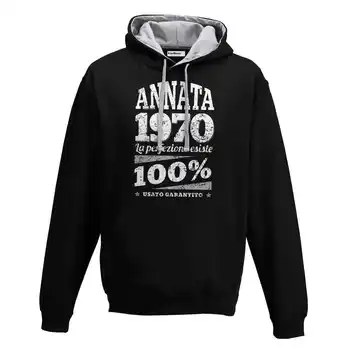 

Hood Sweatshirt Two-Color Birthday 50 Years Vintage 1970 Perfection Exist black-gray