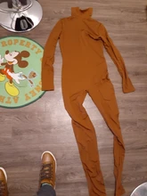 FQLWL-mono Sexy de manga larga para mujer, traje de una pieza con cuello de tortuga, color marrón, blanco y negro, para invierno