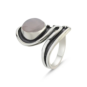 

Silver 925 Sterling Pink Quartz Stone Handwork Ring