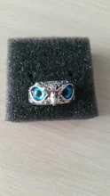 Anillo de búho de ojo de demonio de Plata de Ley 925 auténtica para mujer, chica y amantes, Animal Retro, anillo ajustable abierto, joyería llamativa, regalo