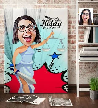 

Personalized Women 'S Attorney Cartoon Canvas Table (70x100 cm.) 1