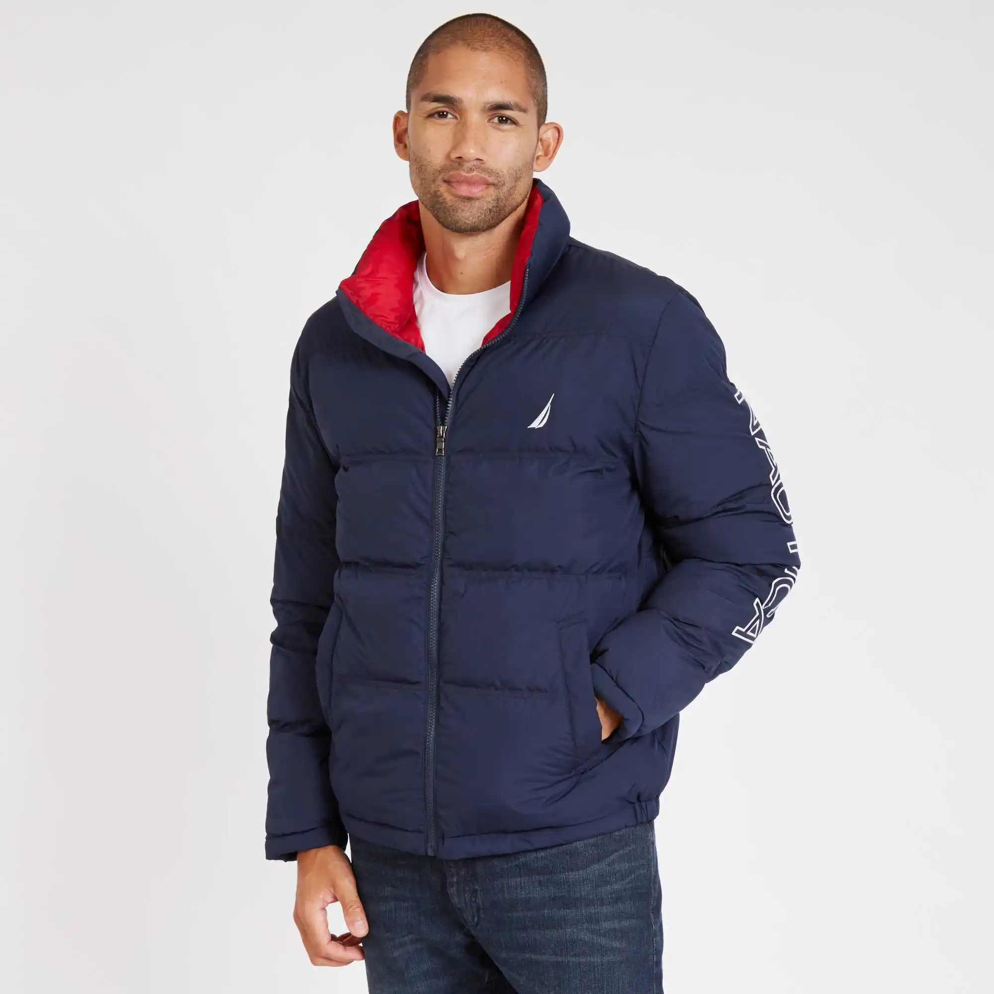 Nautica куртка Мягкая Мужская логотип на рукаве цвет синий J83300.4NV