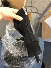 Zapatos de Salsa Jazz para mujer, calzado de baile latino de talla grande para interiores y exteriores, botas de nailon de tacón alto para profesores de baile, color negro