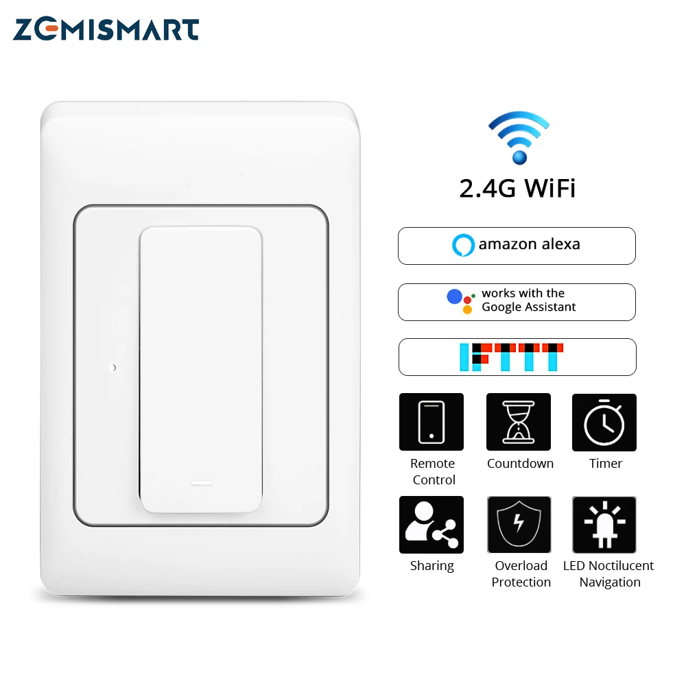 Zemismart США AU WiFi настенный светильник переключатель Alexa Google Home TUYA приложение управление одной банды две три банды физические переключатели