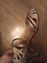 WUXIJIAO-Zapatos de baile de satén con diamantes de imitación para mujer, baile latino, suela suave, para salsa, tacón de 5 a 10cm
