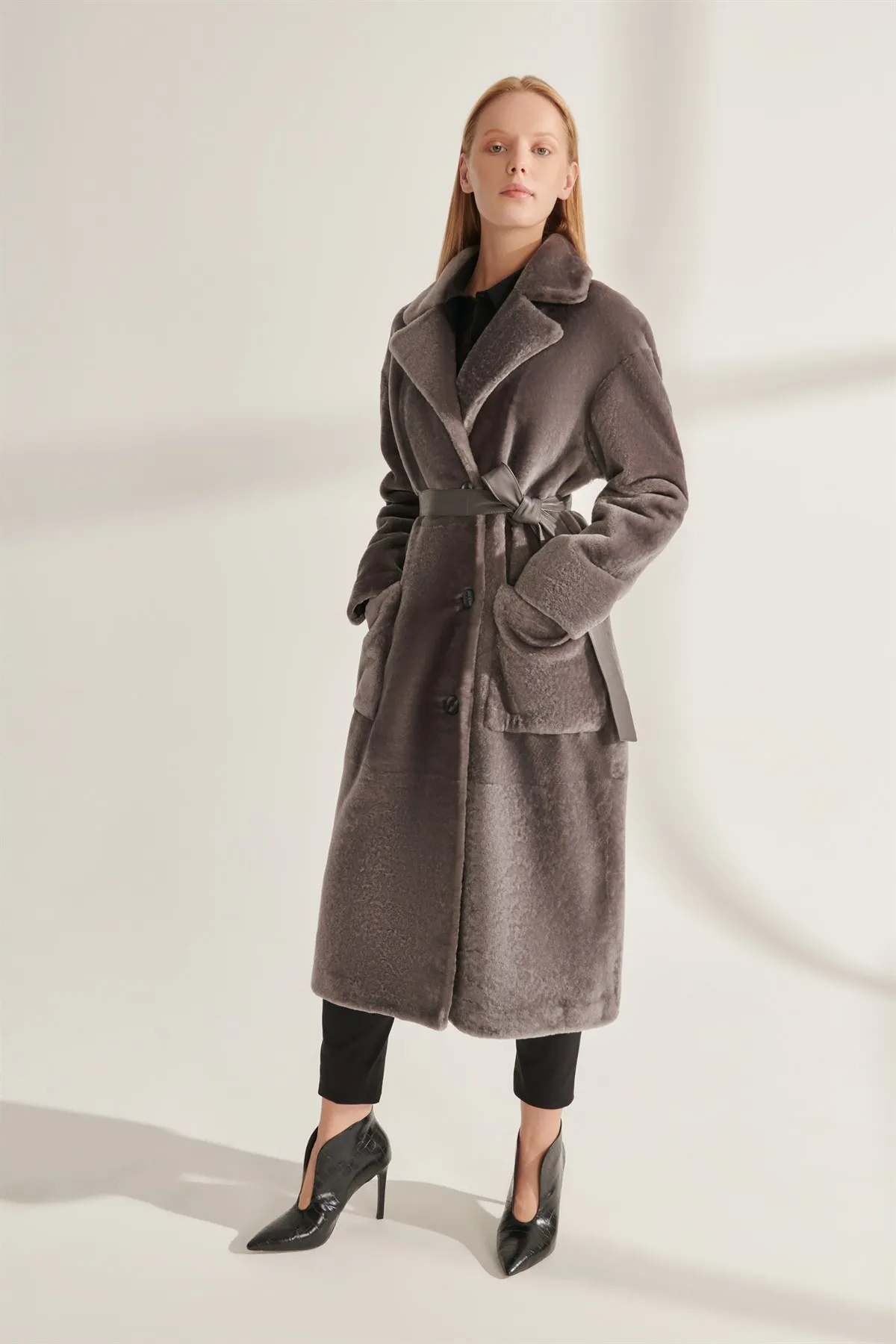 Genuine Fur Jackets Gray Genuine Leather Oversized Coats Women Winter Warm Waterproof Sheepskin Parkas Design New Street Fashion