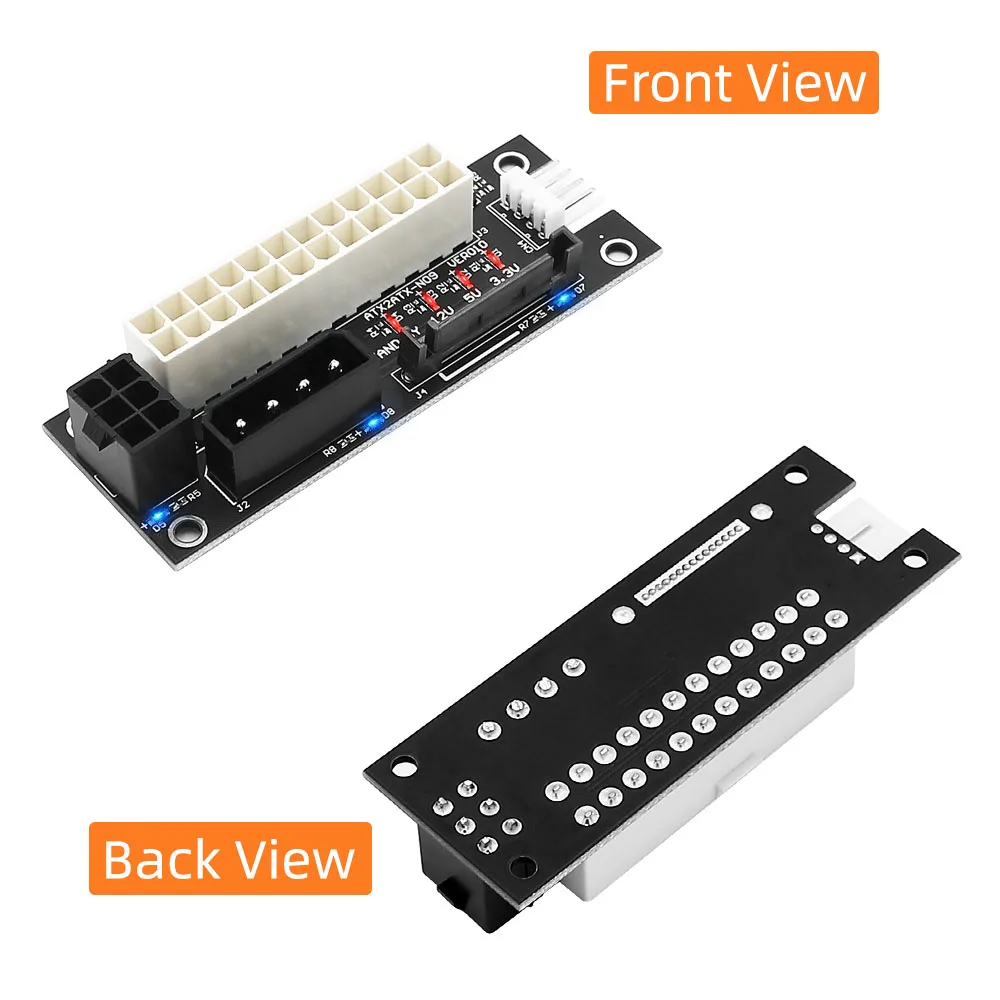 Fonte de Alimentação Dupla Psu Add2psu Atx 24pin para 4pin Molex Conector Riser Mineiro Mineração Adaptador com Led - Imagem 4