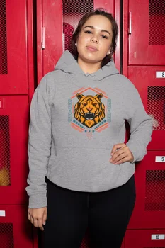 

Angemiel Wear Striped Printed Tiger Gray Women 'S Hooded Sweatshirt