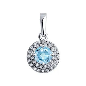 

Sokolov pendant in white gold with diamonds and aquamarine, fashion jewelry, 585, women's male, pendants for neck women